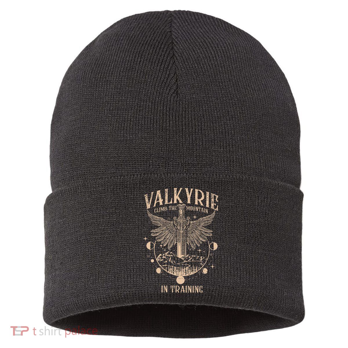 Vintage Retro Valkyrie Climb Them0untain In Training Sustainable Knit Beanie