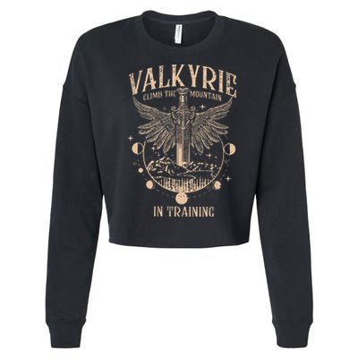 Vintage Retro Valkyrie Climb Them0untain In Training Cropped Pullover Crew
