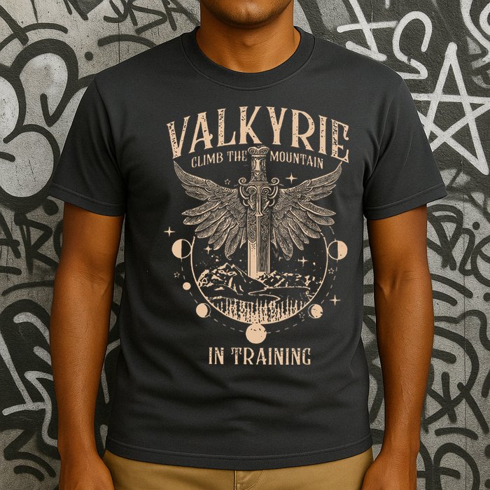 Vintage Retro Valkyrie Climb Them0untain In Training T-Shirt