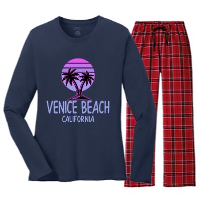 Vintage Retro Venice Beach California Gift Women's Long Sleeve Flannel Pajama Set 