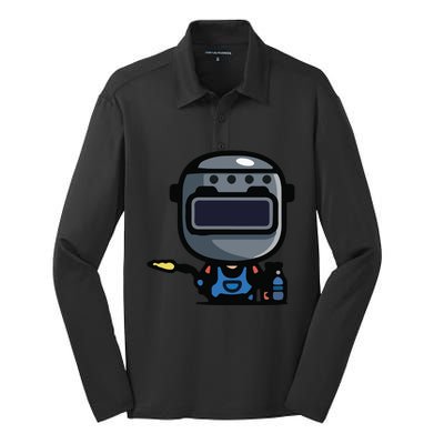 Vintage Robot Silk Touch Performance Long Sleeve Polo