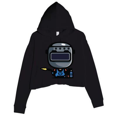 Vintage Robot Crop Fleece Hoodie