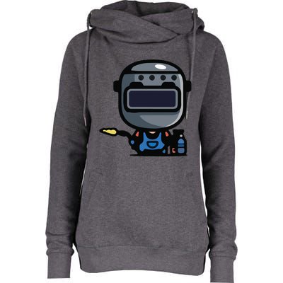 Vintage Robot Womens Funnel Neck Pullover Hood