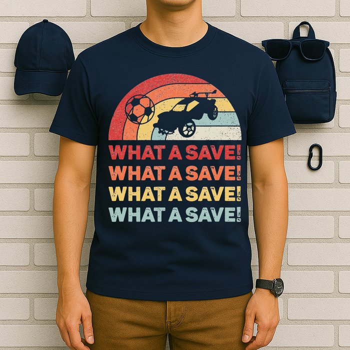 Vintage Retro What A Save Rocket Soccer Car League T-Shirt