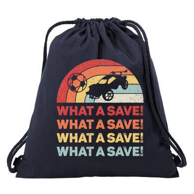 Vintage Retro What A Save Rocket Soccer Car League Drawstring Bag