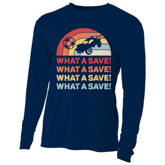 Vintage Retro What A Save Rocket Soccer Car League Cooling Performance Long Sleeve Crew