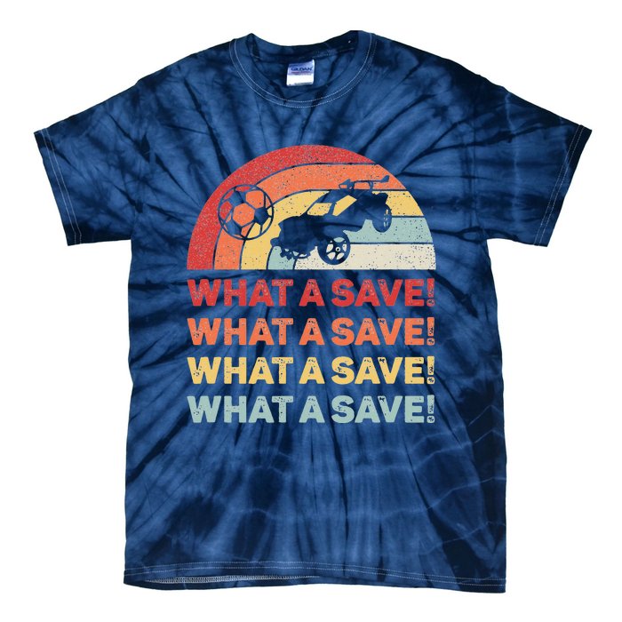 Vintage Retro What A Save Rocket Soccer Car League Tie-Dye T-Shirt