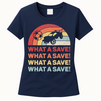 Vintage Retro What A Save Rocket Soccer Car League Womens T-Shirt
