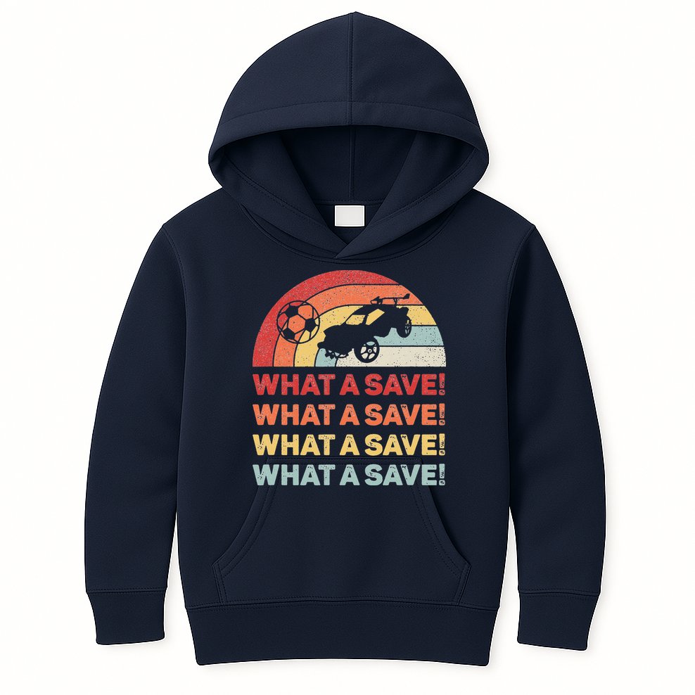 Vintage Retro What A Save Rocket Soccer Car League Kids Hoodie
