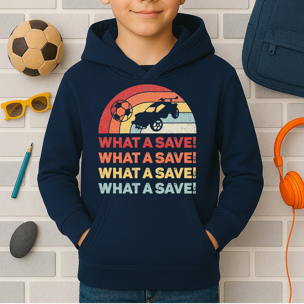 Vintage Retro What A Save Rocket Soccer Car League Kids Hoodie