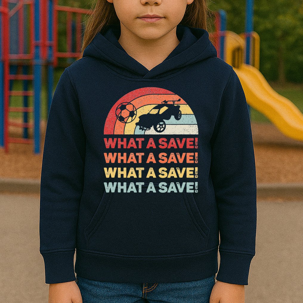 Vintage Retro What A Save Rocket Soccer Car League Kids Hoodie