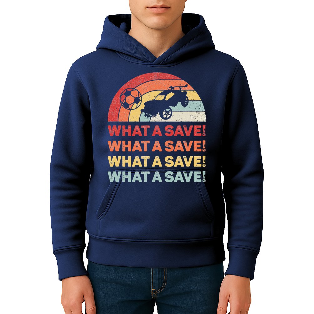 Vintage Retro What A Save Rocket Soccer Car League Kids Hoodie