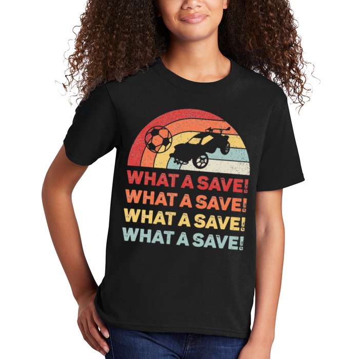 Vintage Retro What A Save Rocket Soccer Car League Kids T-Shirt