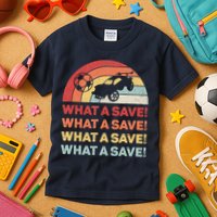 Vintage Retro What A Save Rocket Soccer Car League Kids T-Shirt