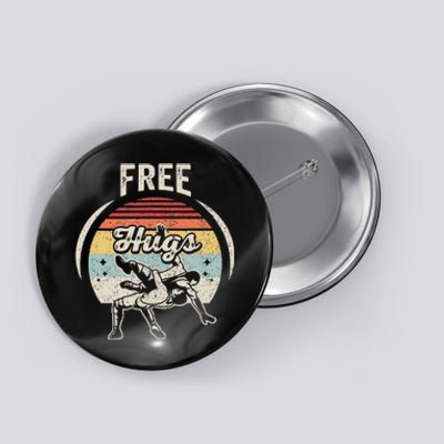 Vintage Retro Wrestling Funny Free Hugs Wrestling  Button