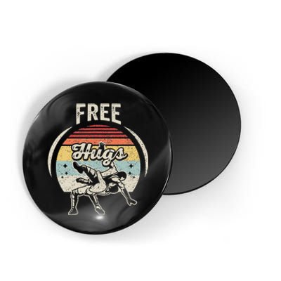 Vintage Retro Wrestling Funny Free Hugs Wrestling  Magnet