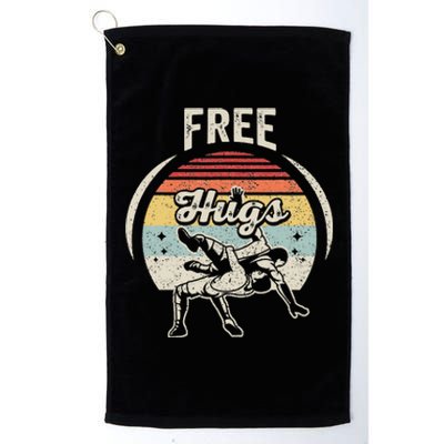 Vintage Retro Wrestling Funny Free Hugs Wrestling  Platinum Collection Golf Towel