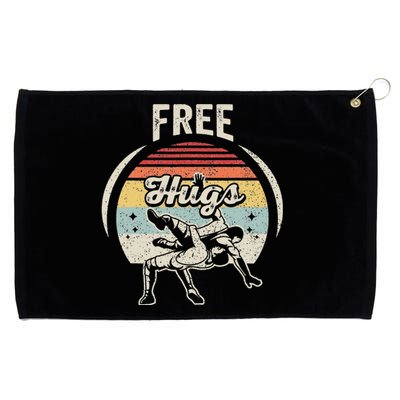 Vintage Retro Wrestling Funny Free Hugs Wrestling  Grommeted Golf Towel