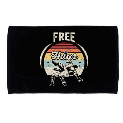 Vintage Retro Wrestling Funny Free Hugs Wrestling  Microfiber Hand Towel