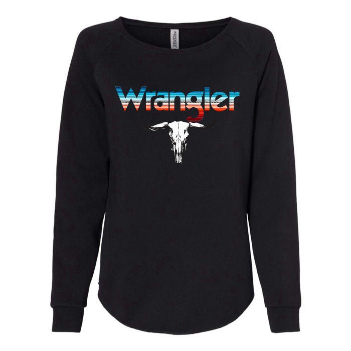 Vintage Rodeo Wrangler Western Cow Skull Cow Print Wrangler Womens California Wash Sweatshirt