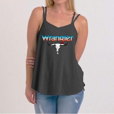 Vintage Rodeo Wrangler Western Cow Skull Cow Print Wrangler Women's Strappy Tank