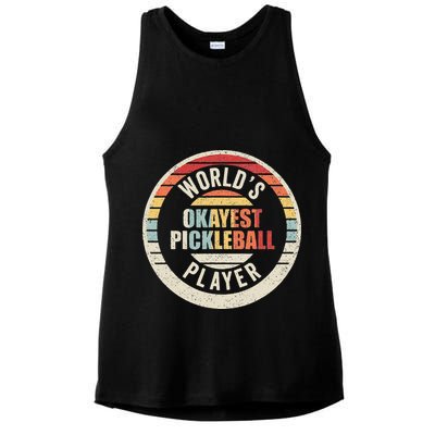 Vintage Retro WorldS Okayest Pickleball Player Ladies PosiCharge Tri-Blend Wicking Tank