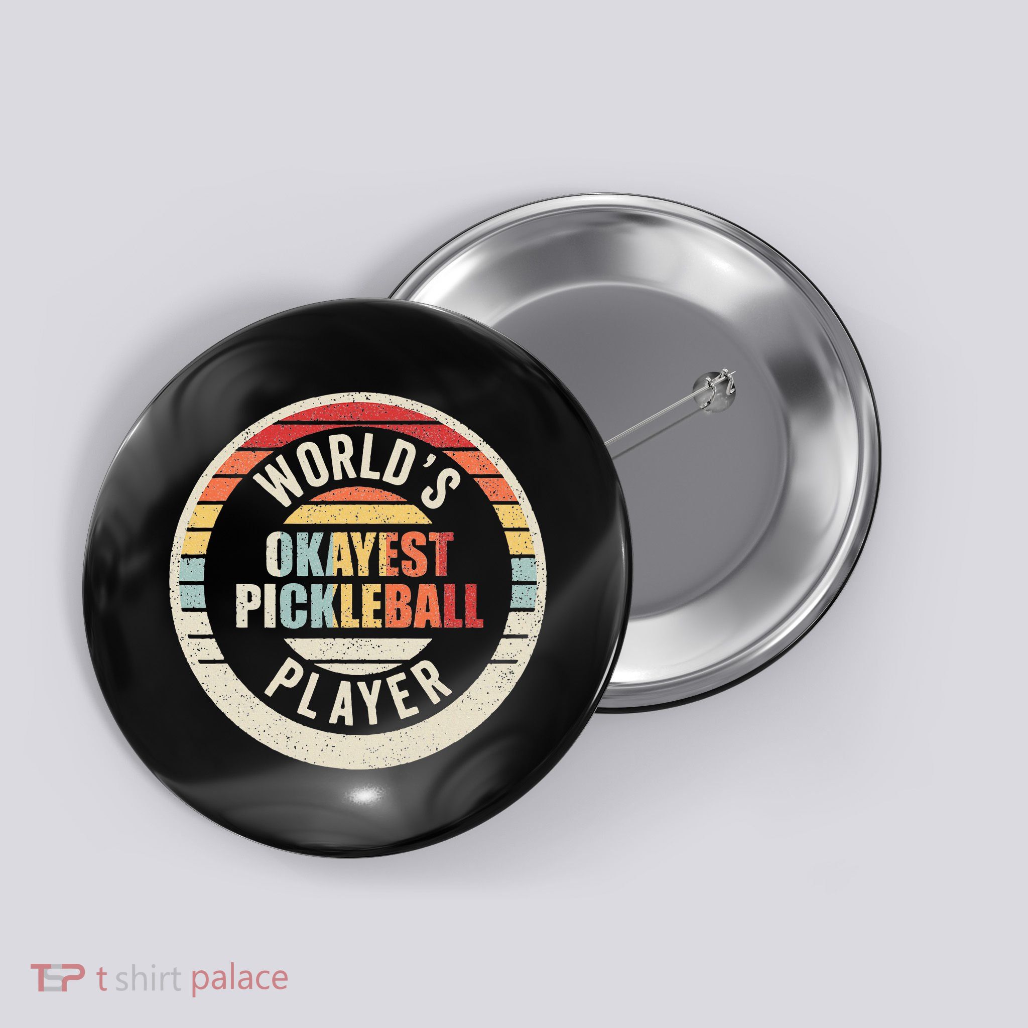 Vintage Retro WorldS Okayest Pickleball Player Button