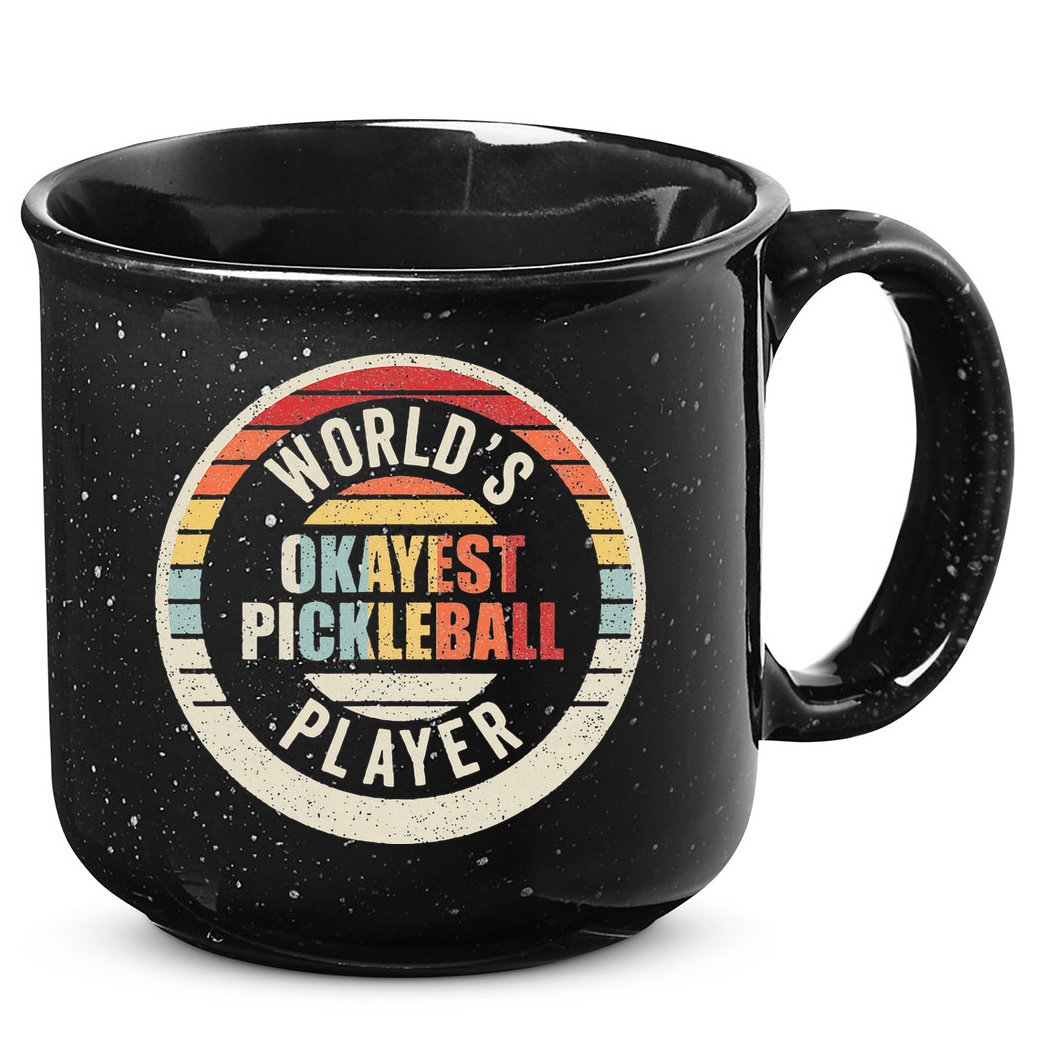 Vintage Retro WorldS Okayest Pickleball Player 15oz Campfire Ceramic Mug
