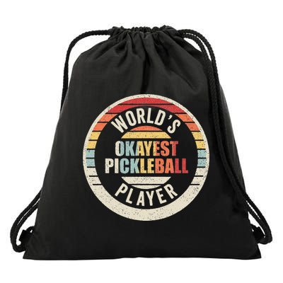 Vintage Retro WorldS Okayest Pickleball Player Drawstring Bag
