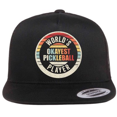 Vintage Retro WorldS Okayest Pickleball Player Flatbill Hat