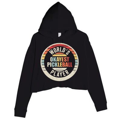 Vintage Retro WorldS Okayest Pickleball Player Crop Fleece Hoodie