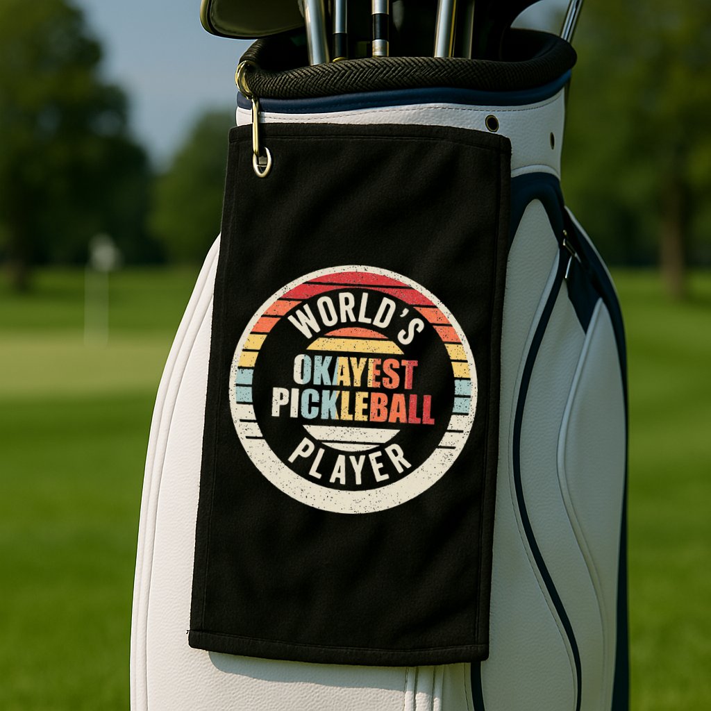 Vintage Retro WorldS Okayest Pickleball Player Golf Towel