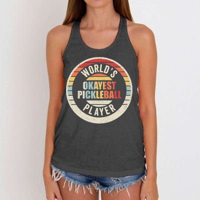 Vintage Retro WorldS Okayest Pickleball Player Women's Knotted Racerback Tank