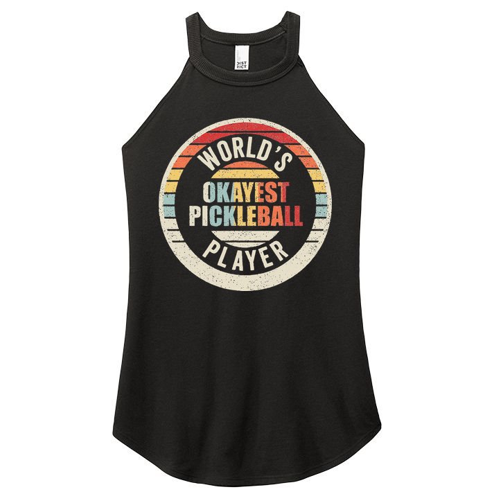 Vintage Retro WorldS Okayest Pickleball Player Women's Perfect Tri Rocker Tank