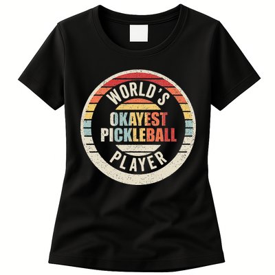 Vintage Retro WorldS Okayest Pickleball Player Womens T-Shirt