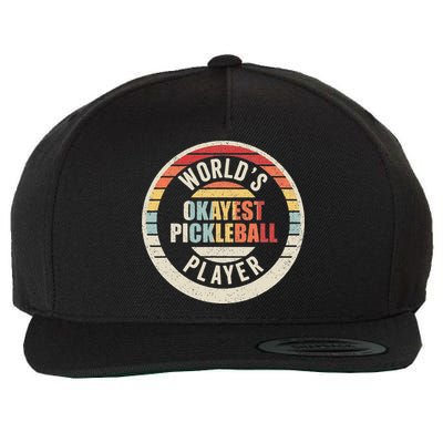 Vintage Retro WorldS Okayest Pickleball Player Wool Snapback Cap