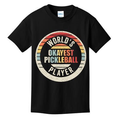 Vintage Retro WorldS Okayest Pickleball Player Kids T-Shirt