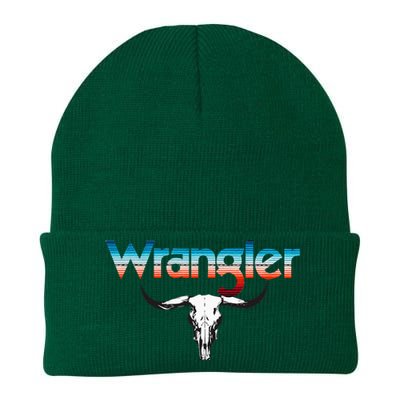 Vintage Rodeo Wrangler Western Cow Skull Cow Print Wrangler Knit Cap Winter Beanie