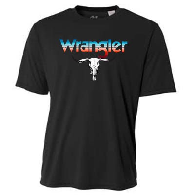 Vintage Rodeo Wrangler Western Cow Skull Cow Print Wrangler Cooling Performance Crew T-Shirt