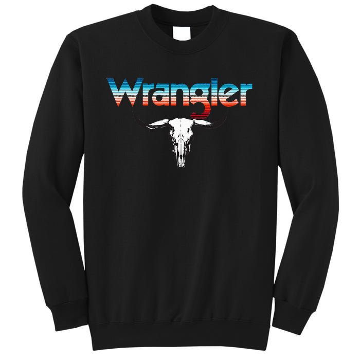 Vintage Rodeo Wrangler Western Cow Skull Cow Print Wrangler Sweatshirt