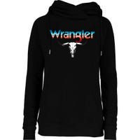 Vintage Rodeo Wrangler Western Cow Skull Cow Print Wrangler Womens Funnel Neck Pullover Hood