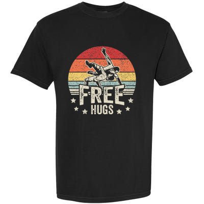 Vintage Retro Wrestling Funny Free Hugs Wrestling Garment-Dyed Heavyweight T-Shirt