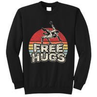 Vintage Retro Wrestling Funny Free Hugs Wrestling Sweatshirt