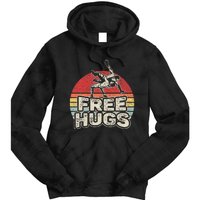 Vintage Retro Wrestling Funny Free Hugs Wrestling Tie Dye Hoodie