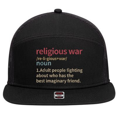 Vintage Religious War Definition Antireligious Activist 7 Panel Mesh Trucker Snapback Hat