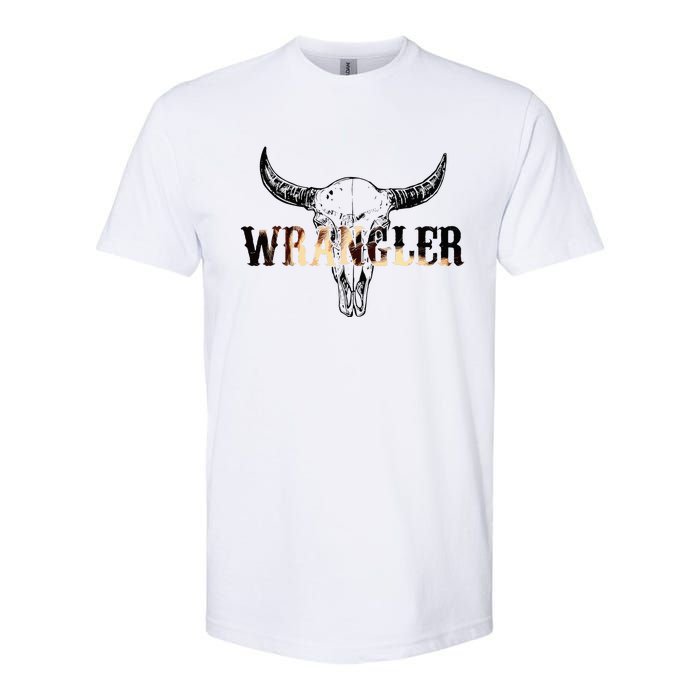 Vintage Rodeo Wrangler Western Cow Skull Leopard Bull Softstyle CVC T-Shirt