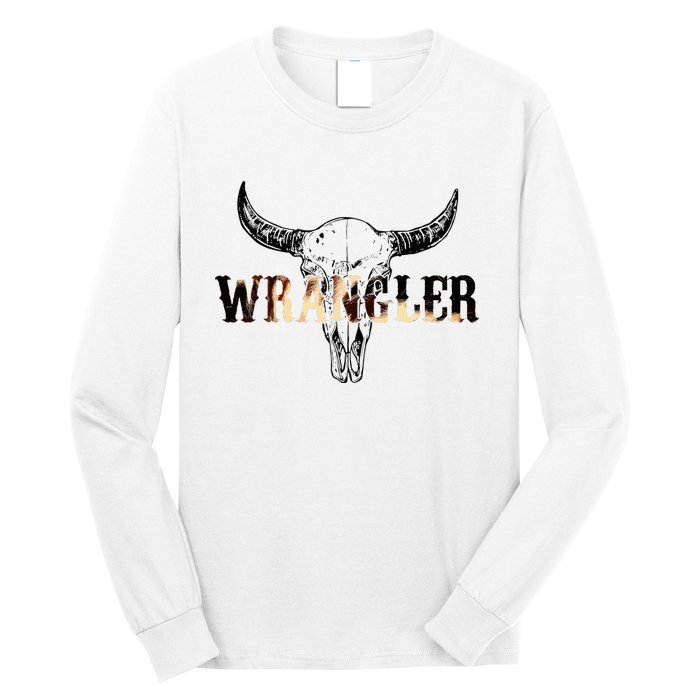 Vintage Rodeo Wrangler Western Cow Skull Leopard Bull Long Sleeve Shirt