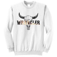 Vintage Rodeo Wrangler Western Cow Skull Leopard Bull Sweatshirt