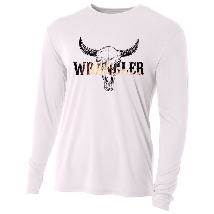 Vintage Rodeo Wrangler Western Cow Skull Leopard Bull Cooling Performance Long Sleeve Crew