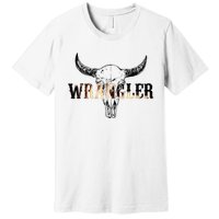 Vintage Rodeo Wrangler Western Cow Skull Leopard Bull Premium T-Shirt